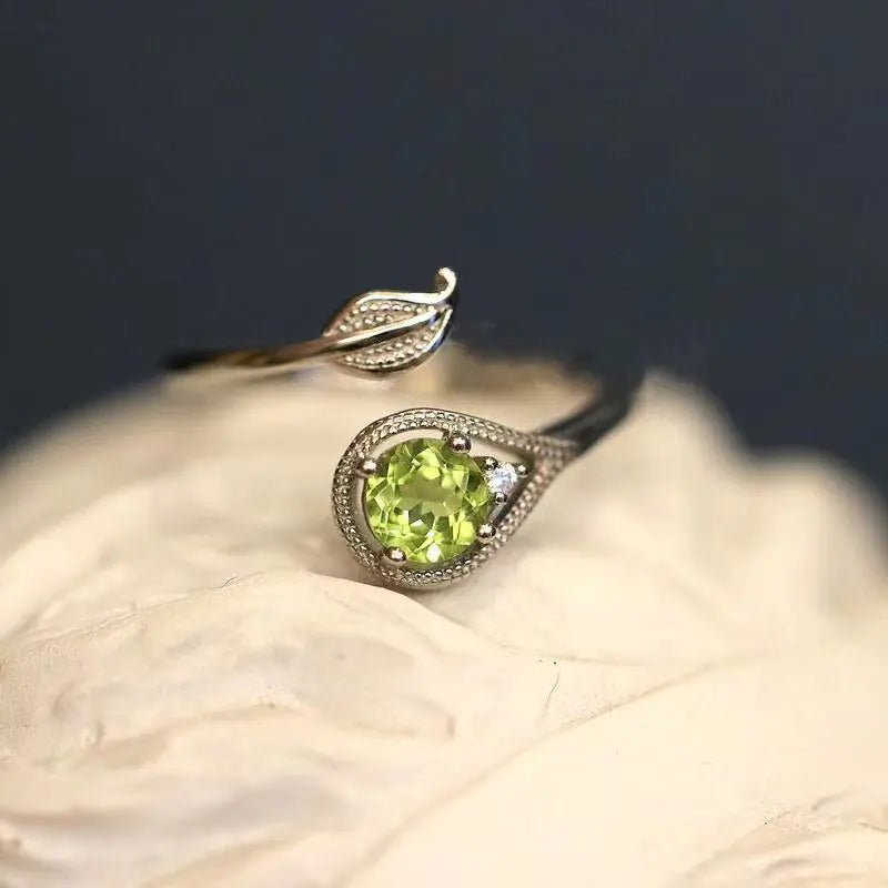 Olivine Green Gem Leaf and Branch Open Ring (TEST)